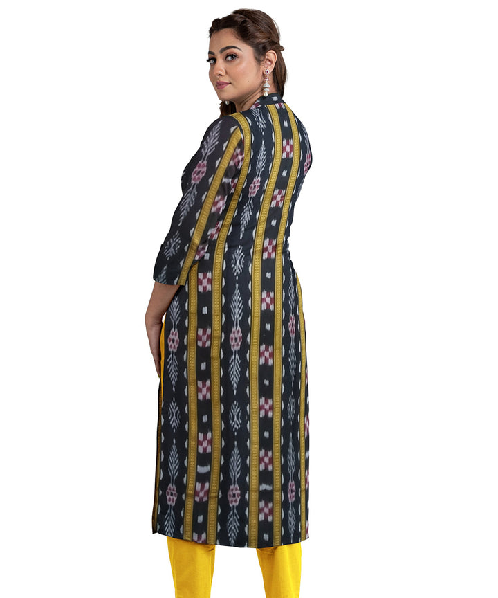 Black yellow handwoven cotton nuapatna dress material