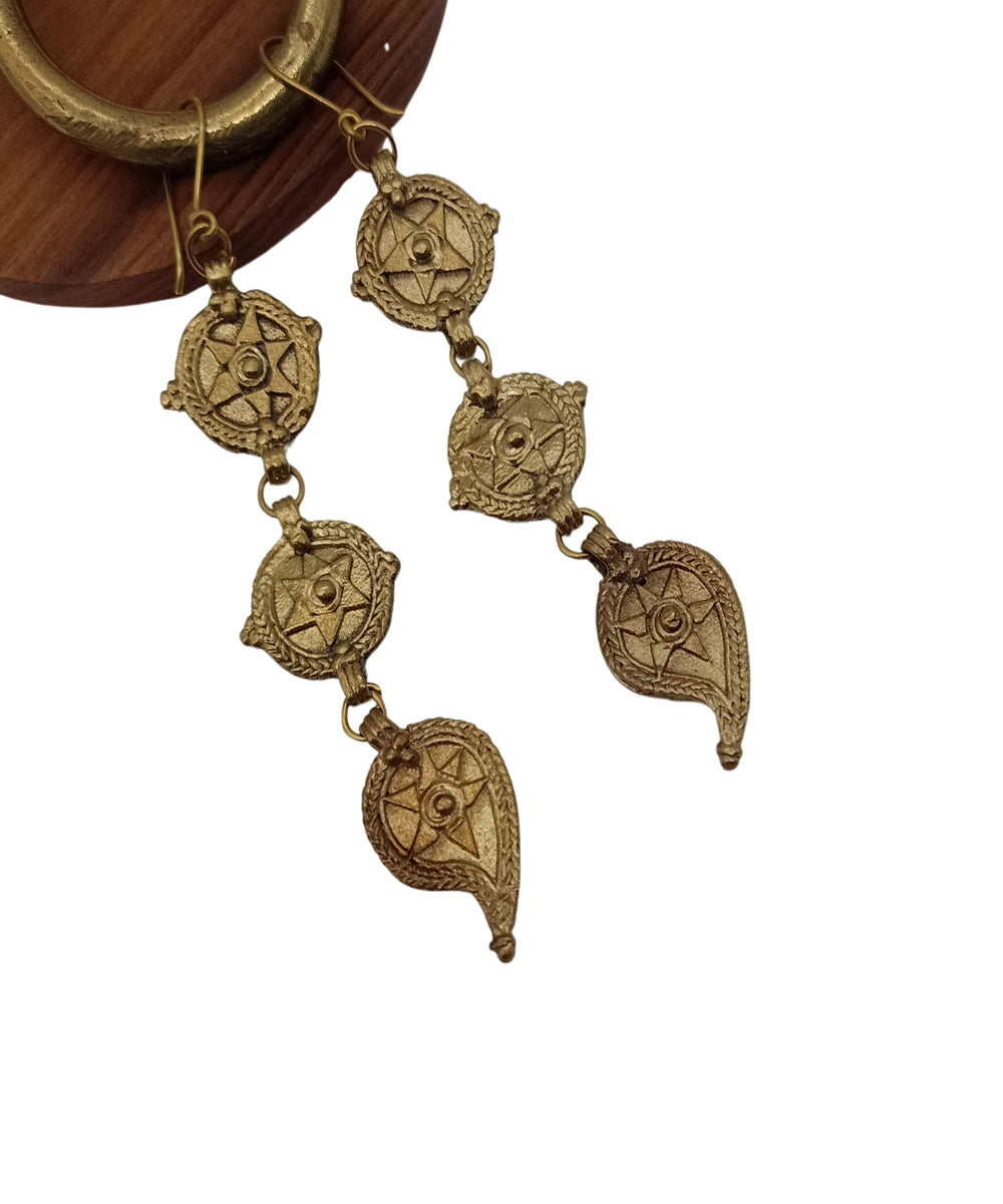 Golden dhokra brass handmade earring