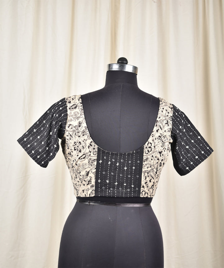 Black handwoven kalamkari embroidered blouse