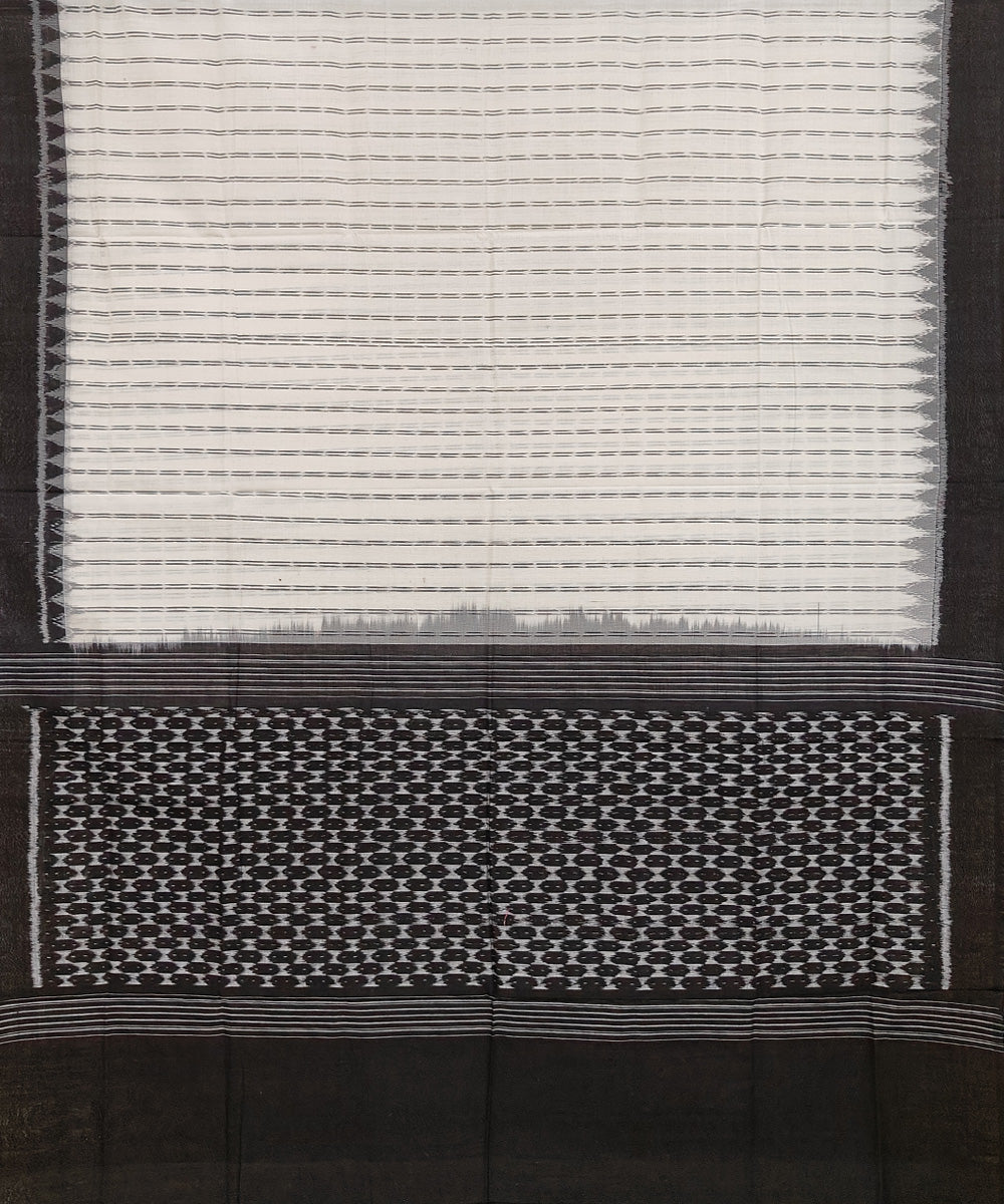 White black handwoven cotton sambalpuri ikat dupatta