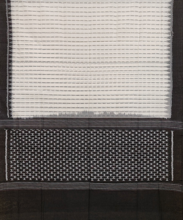 White black handwoven cotton sambalpuri ikat dupatta