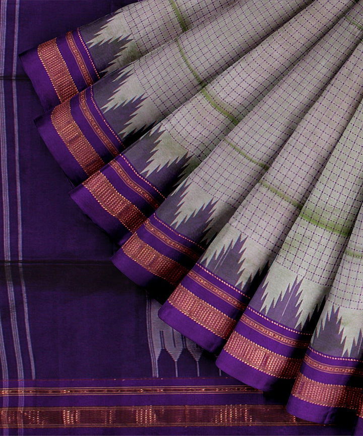 Grey blue handwoven ilkal silk saree