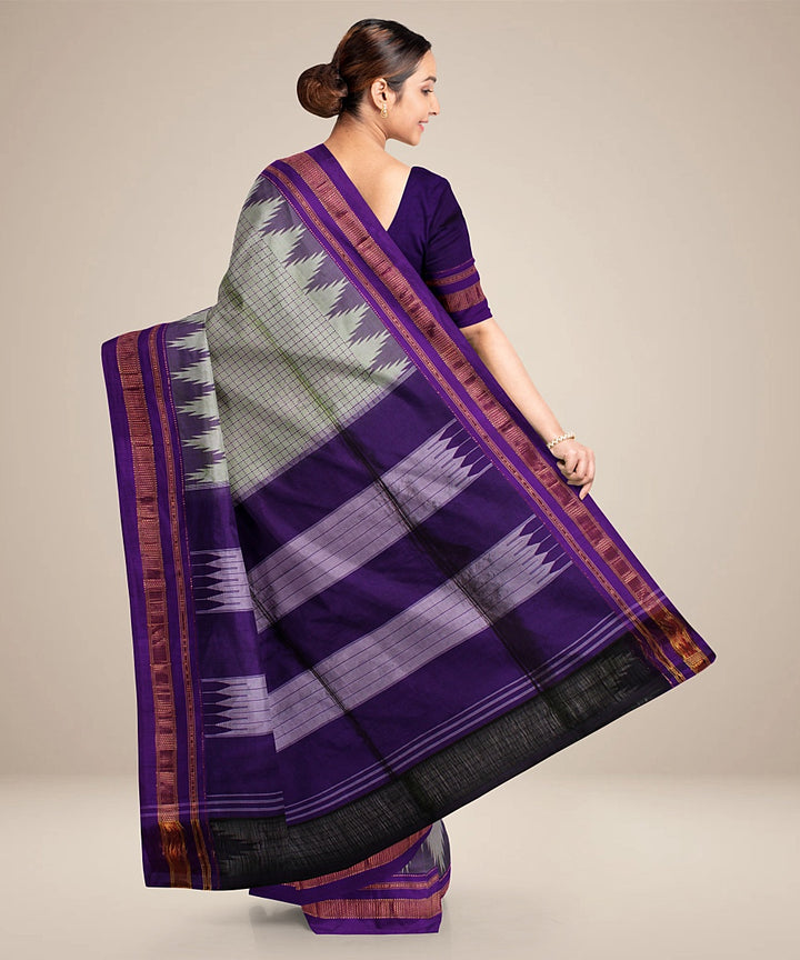 Grey blue handwoven ilkal silk saree