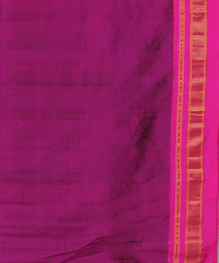Black pink handwoven ilkal silk saree