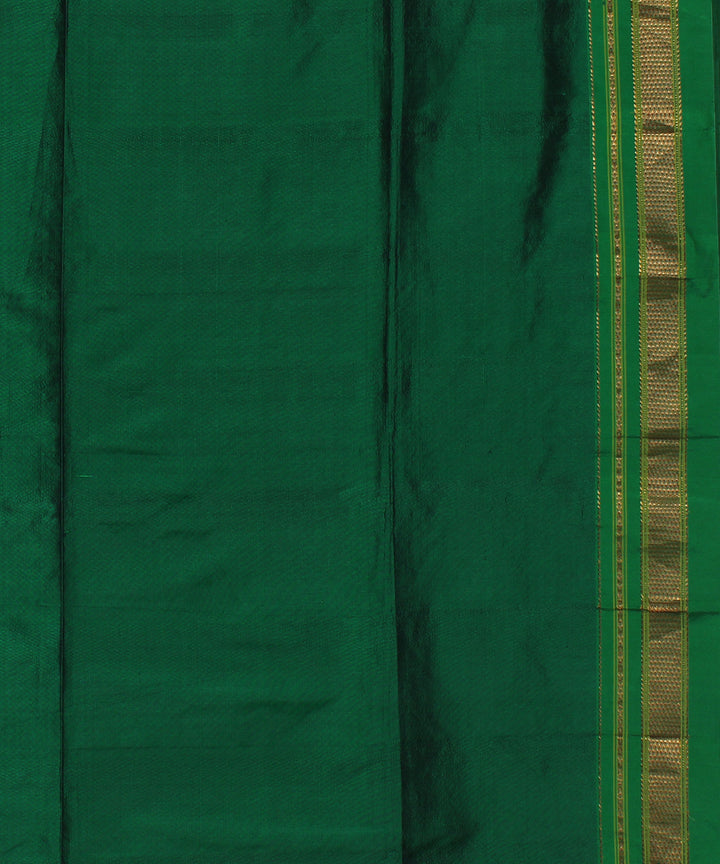 Beige green handwoven ilkal silk saree