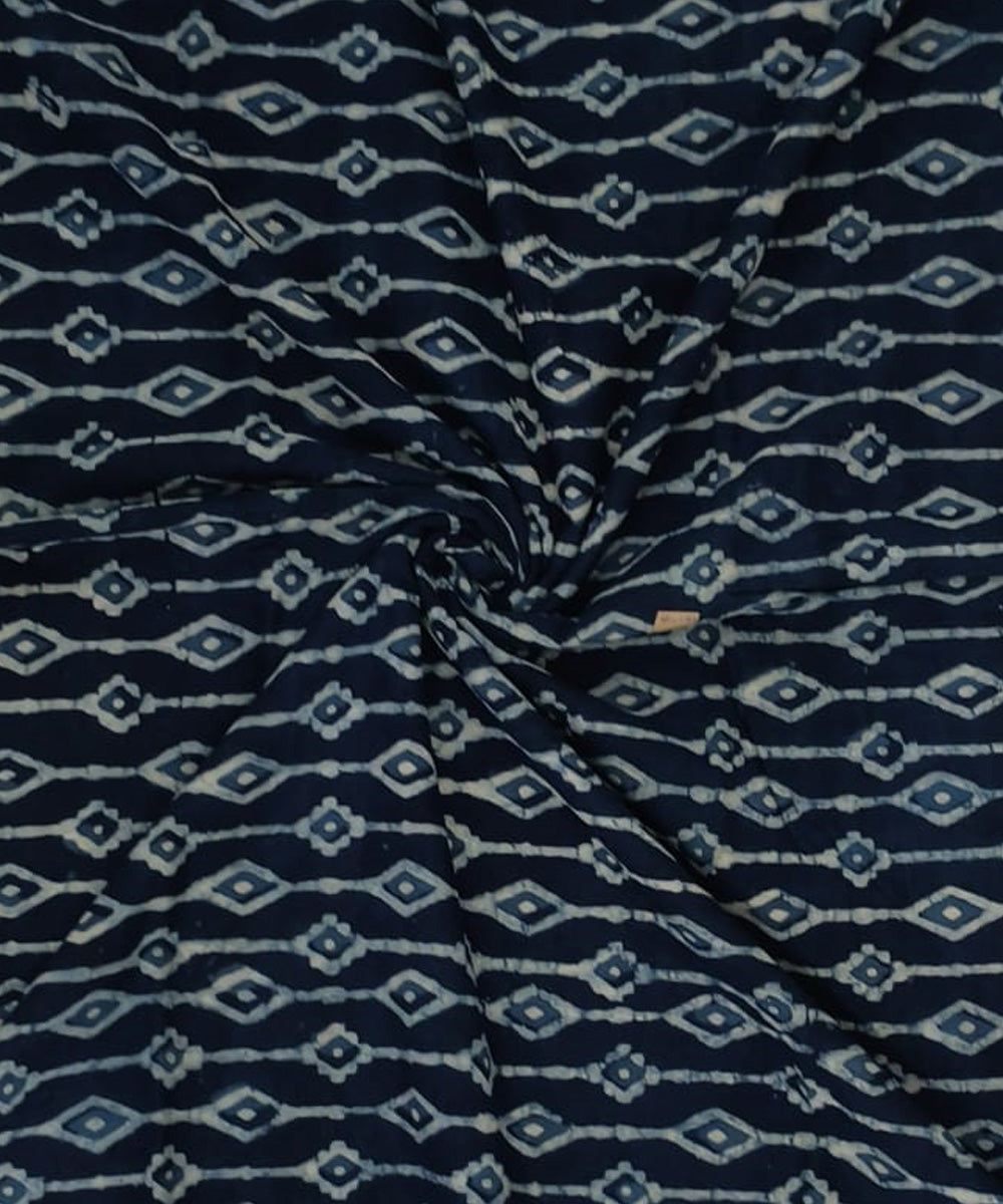 2.5m Blue handblock cotton sanganeri print kurta material