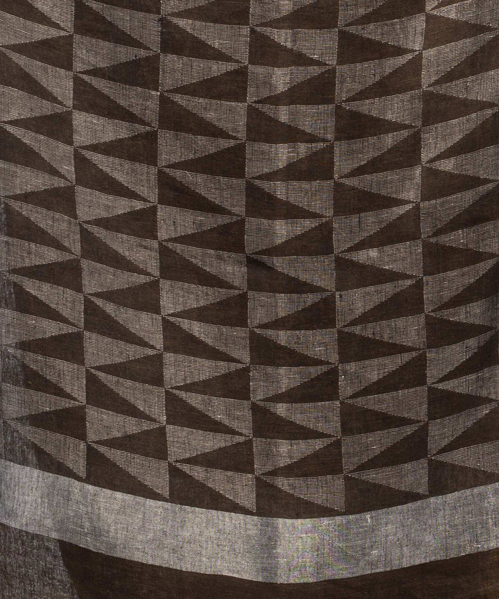 Brown handloom bengal linen saree
