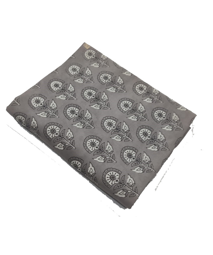 2.5m Grey hand block printed cotton sanganeri print kurta material