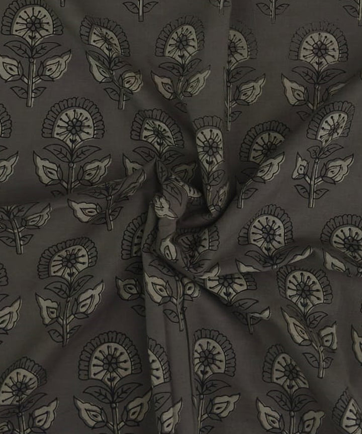 2.5m Grey hand block printed cotton sanganeri print kurta material