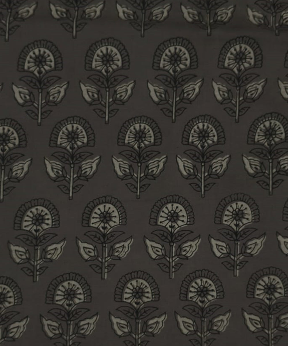 2.5m Grey hand block printed cotton sanganeri print kurta material