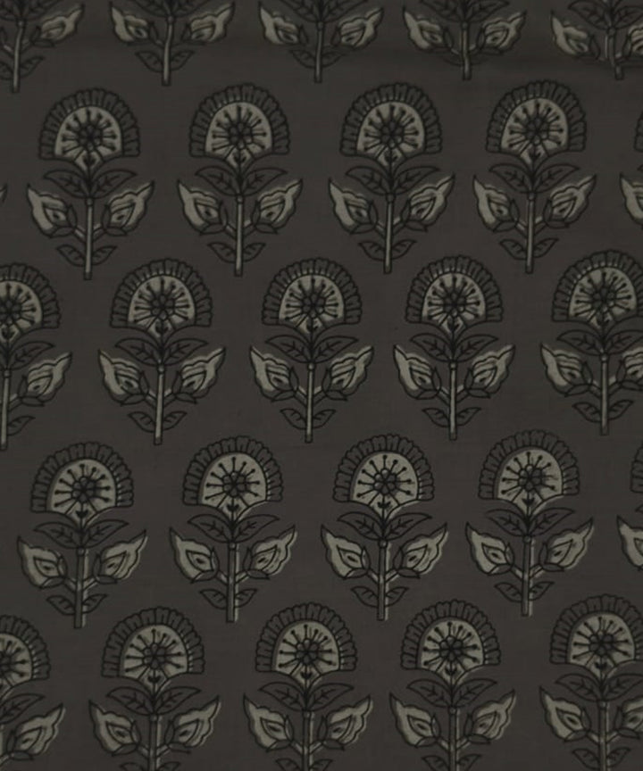 2.5m Grey hand block printed cotton sanganeri print kurta material