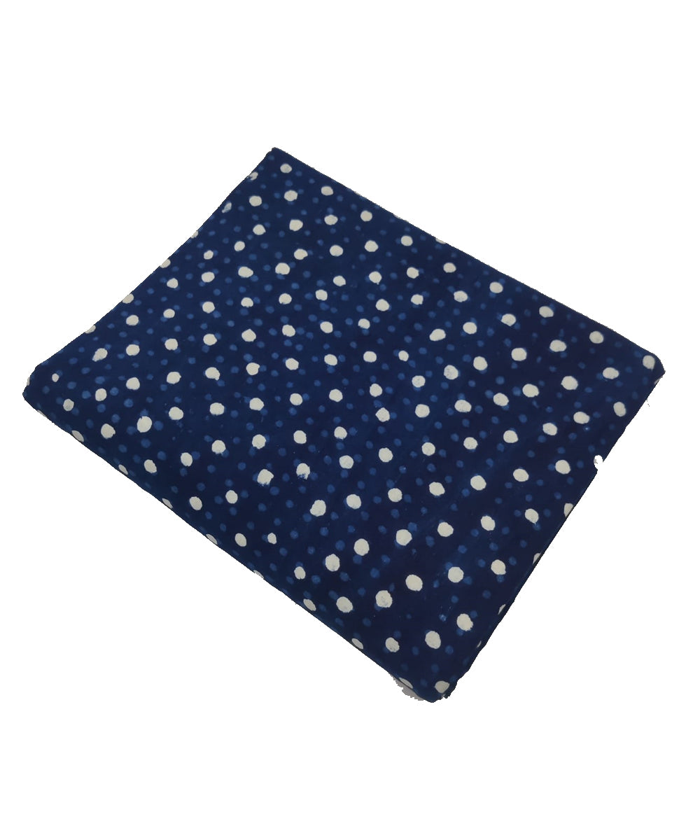 2.5m Blue polka handblock cotton sanganeri print kurta material