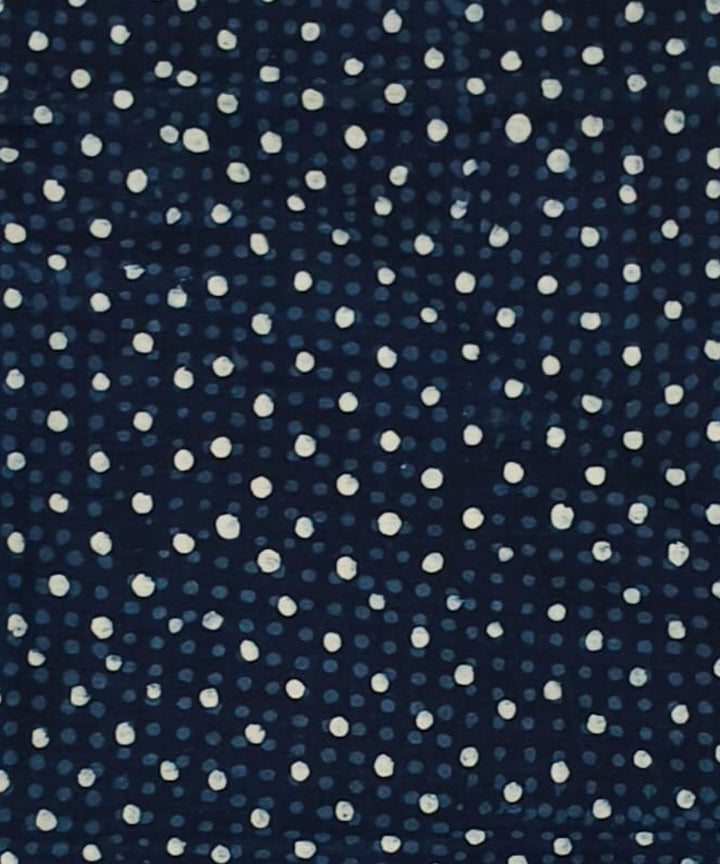 2.5m Blue polka handblock cotton sanganeri print kurta material