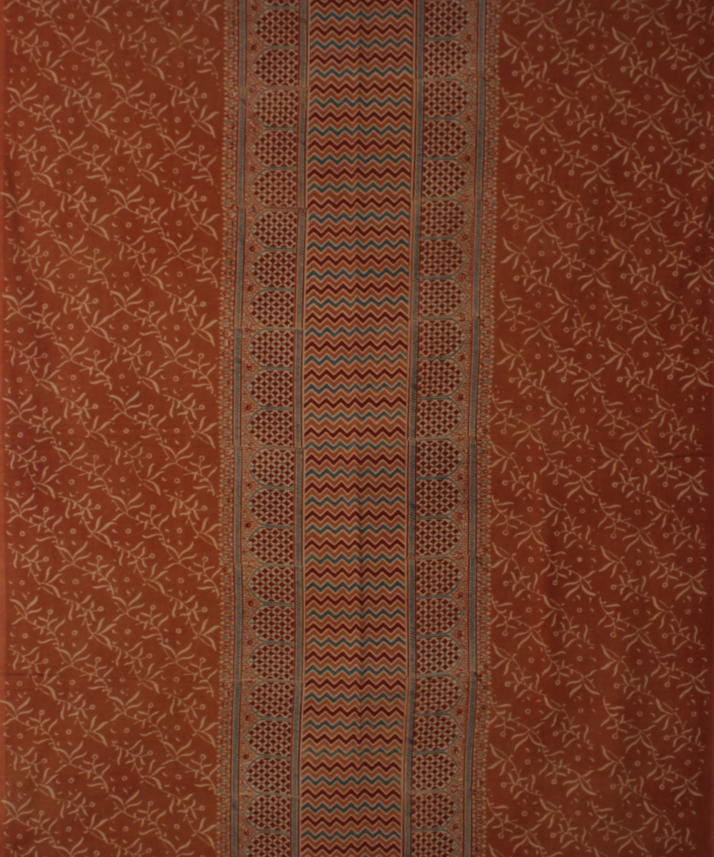 3m brown maroon cotton printed ajrakh kurta material