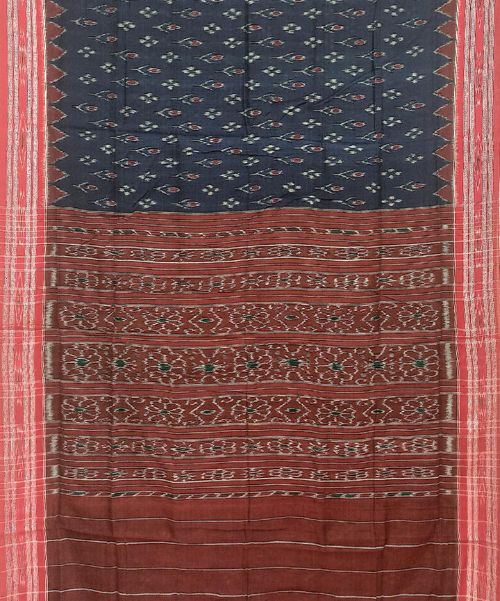 Navy blue maroon cotton handloom nuapatna saree