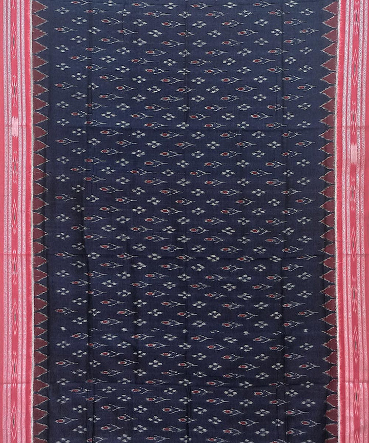 Navy blue maroon cotton handloom nuapatna saree