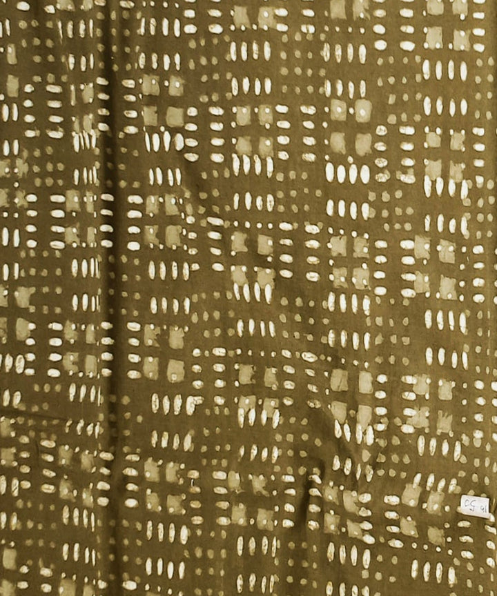 2.5m Olive handblock printed cotton sanganeri print kurta material
