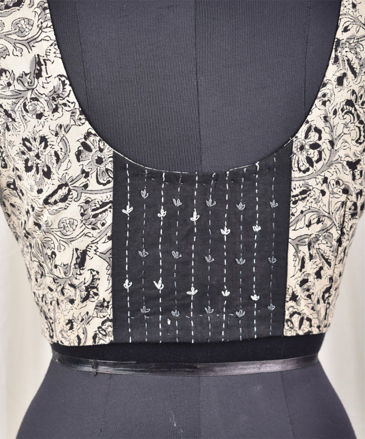 Black handwoven kalamkari embroidered blouse