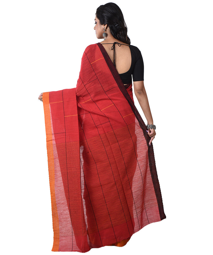 Red handloom cotton shantipuri saree