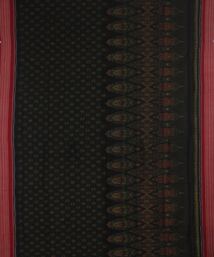 Black maroon cotton handwoven sambalpuri saree