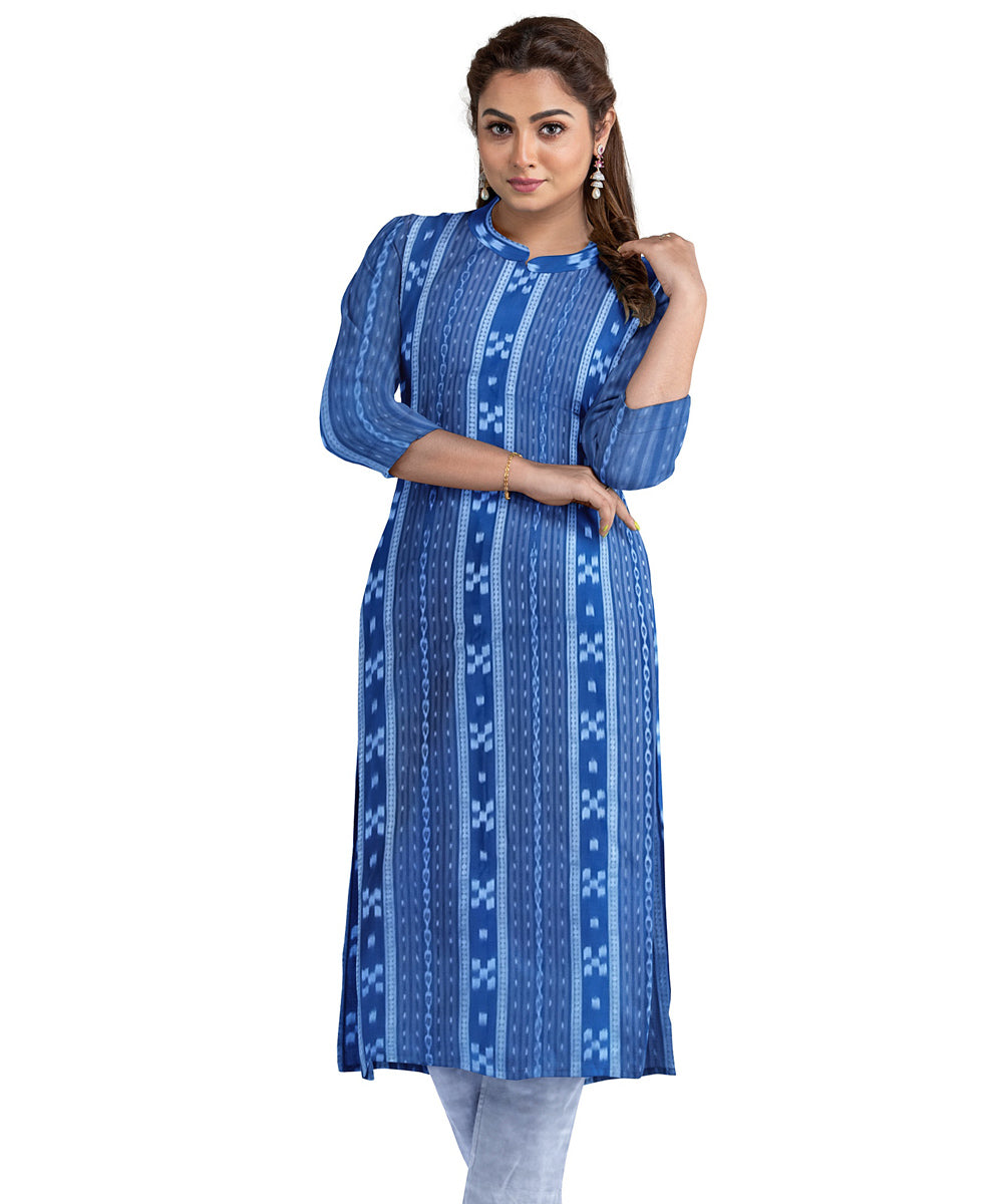 Cyan blue sky blue handwoven cotton nuapatna dress material