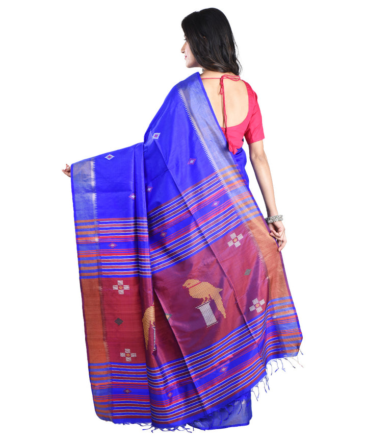 Navy blue silk handwoven silk saree