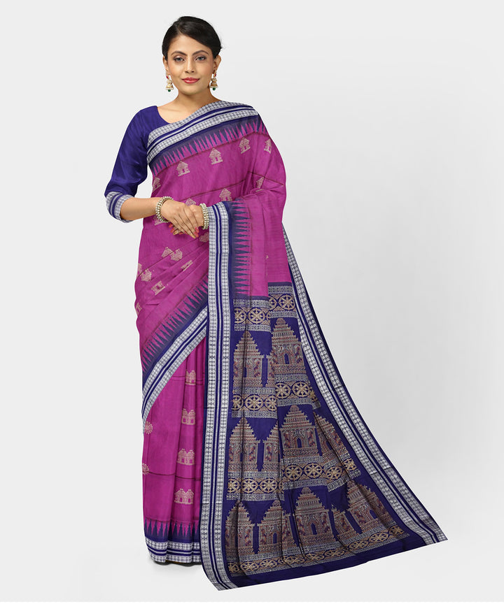 Amaranth deep purple multicolor silk handwoven bomkai saree