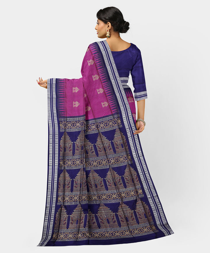 Amaranth deep purple multicolor silk handwoven bomkai saree