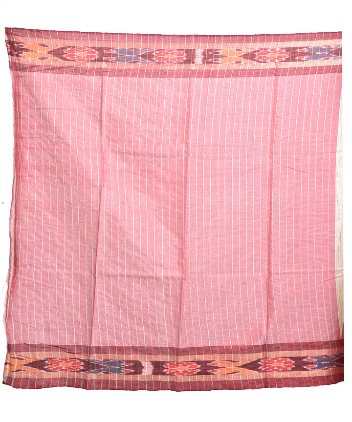 Beige red tussar silk handwoven saree