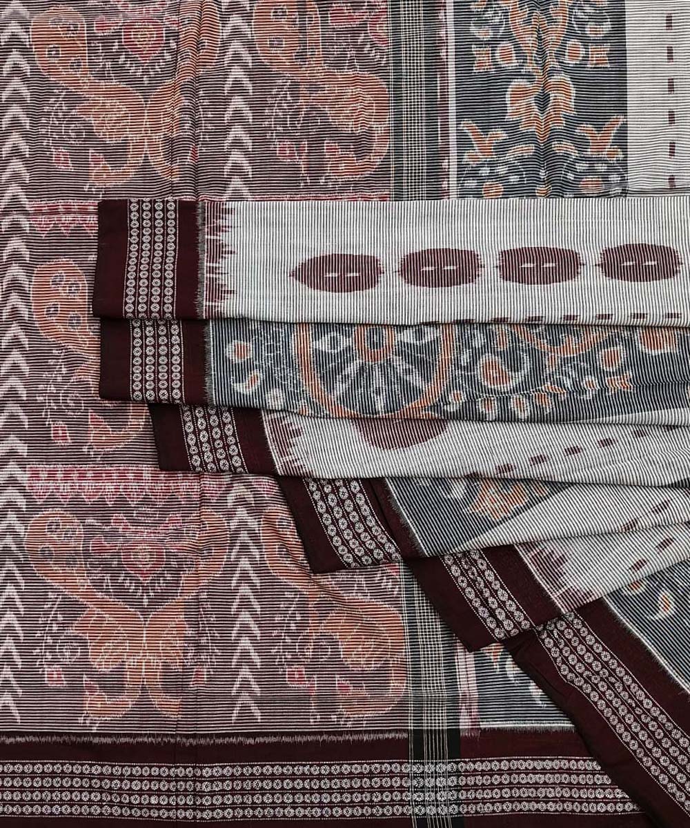 Grey handwoven cotton sambalpuri saree â GoCoop