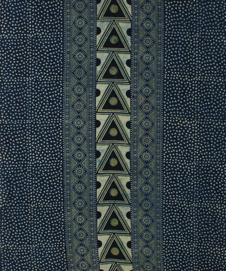 3m indigo black hand printed cotton ajrakh kurta material