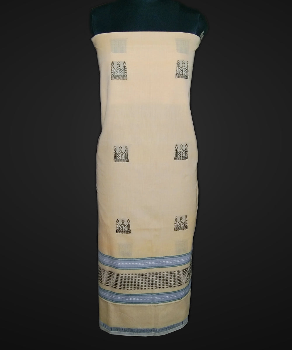 2.5 mtr cream handwoven cotton bomkai kurta material