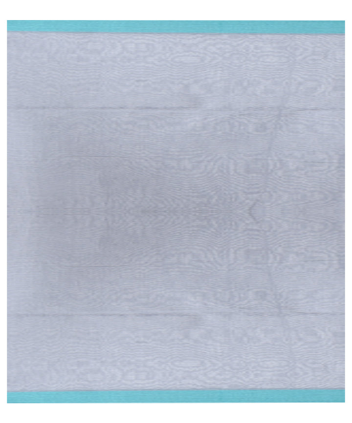 Grey cyan blue handloom cotton shantipuri saree