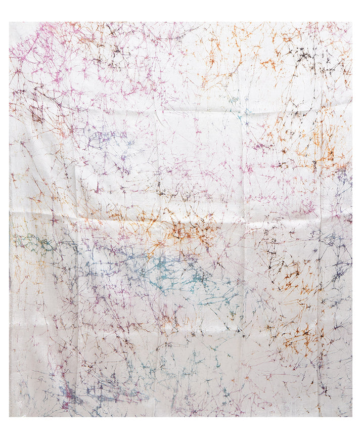 Lavender multicolor handloom silk batik print saree