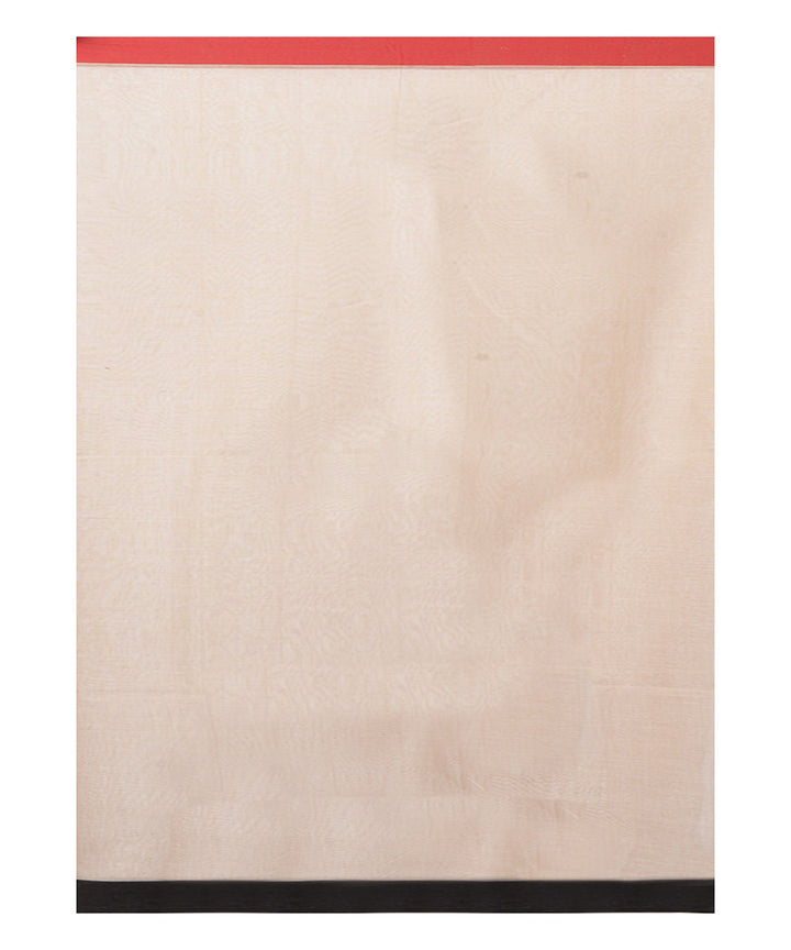 Beige black handloom cotton shantipuri saree