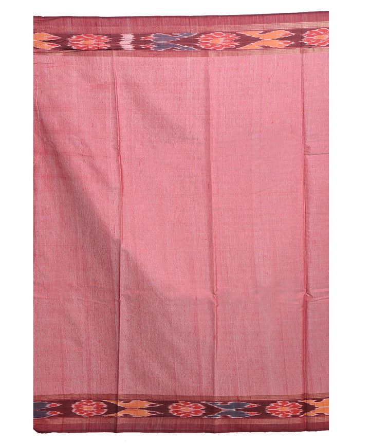 Beige red tussar silk handloom saree