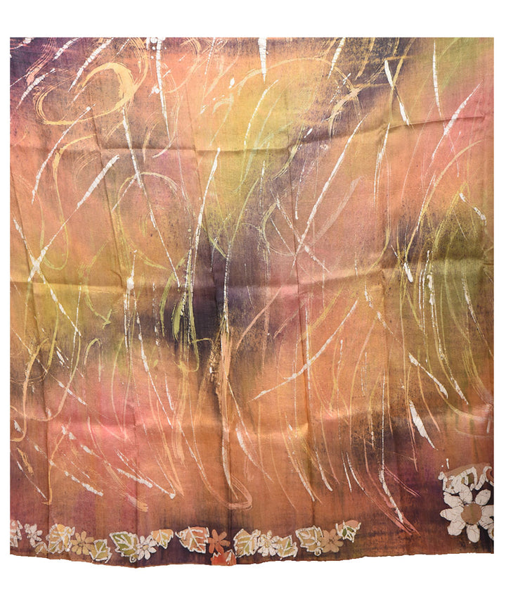 Multicolor handloom silk hand printed batik saree
