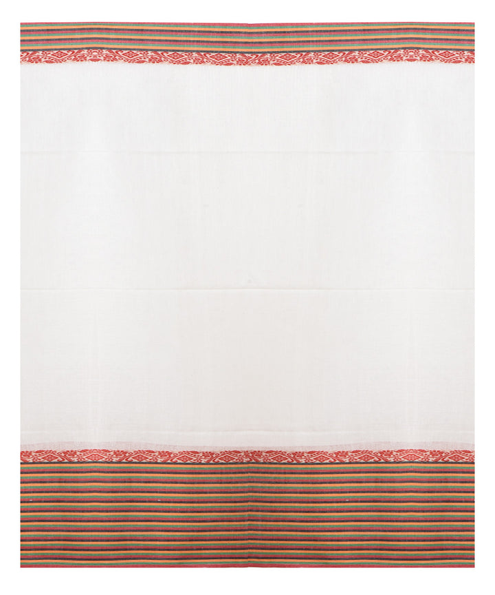 White multicolor handloom cotton saree
