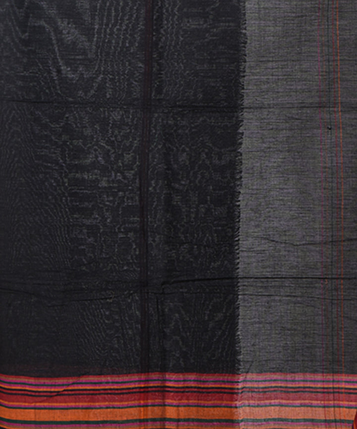Black multicolor handloom cotton shantipuri saree