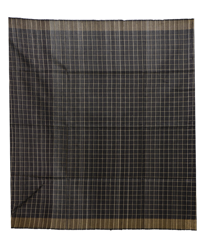 Black beige handwoven tussar silk saree
