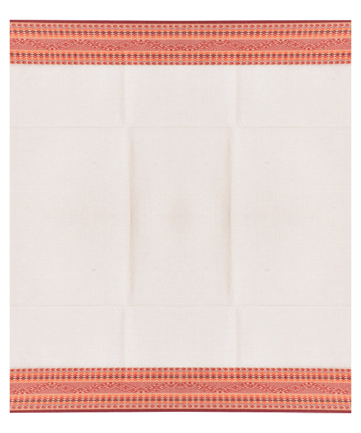 Beige orange handloom cotton shantipuri saree