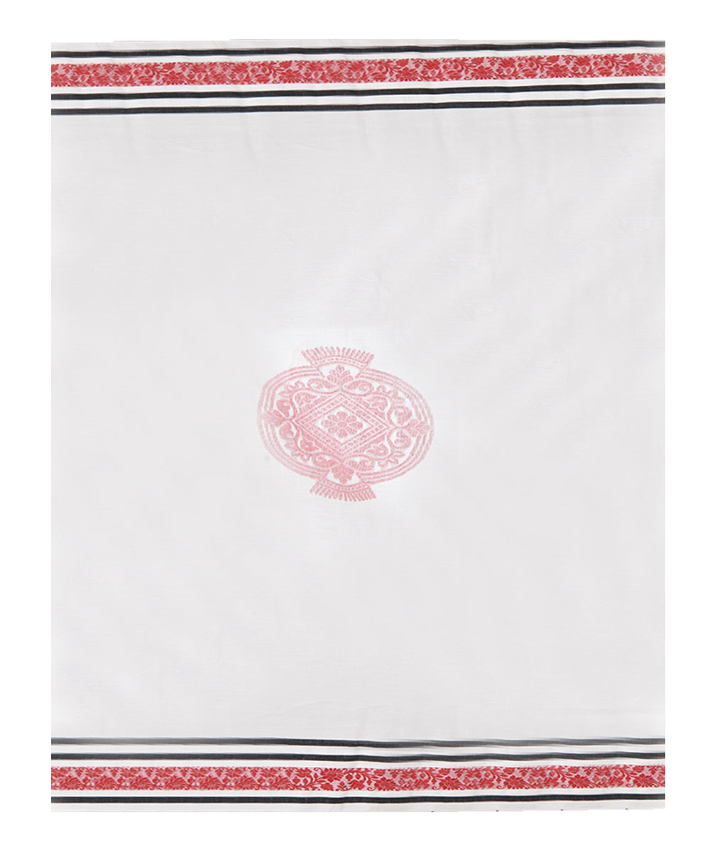 White red shantipuri handloom cotton saree