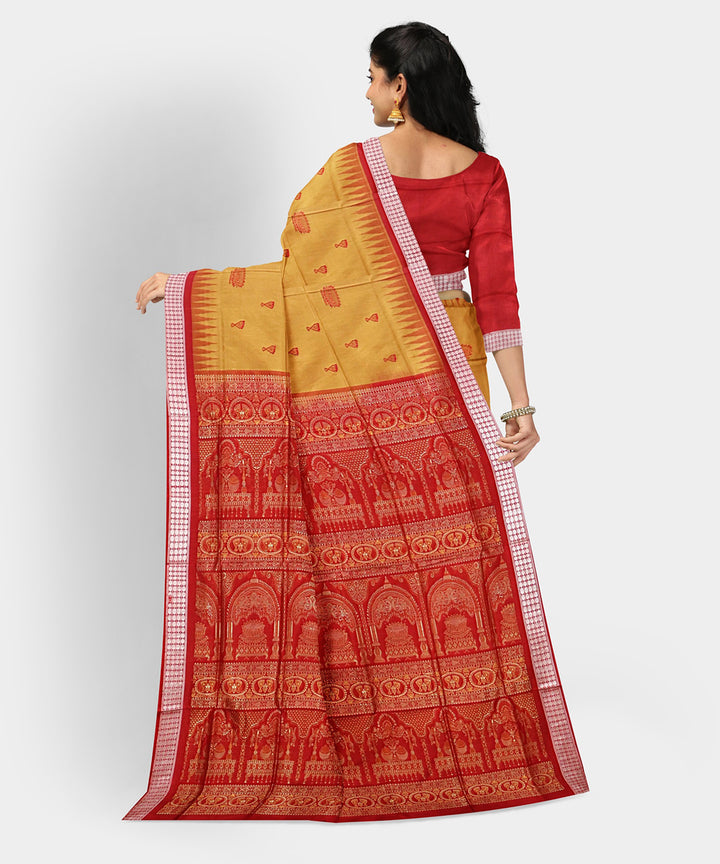 Aztec gold multicolor silk handwoven bomkai saree