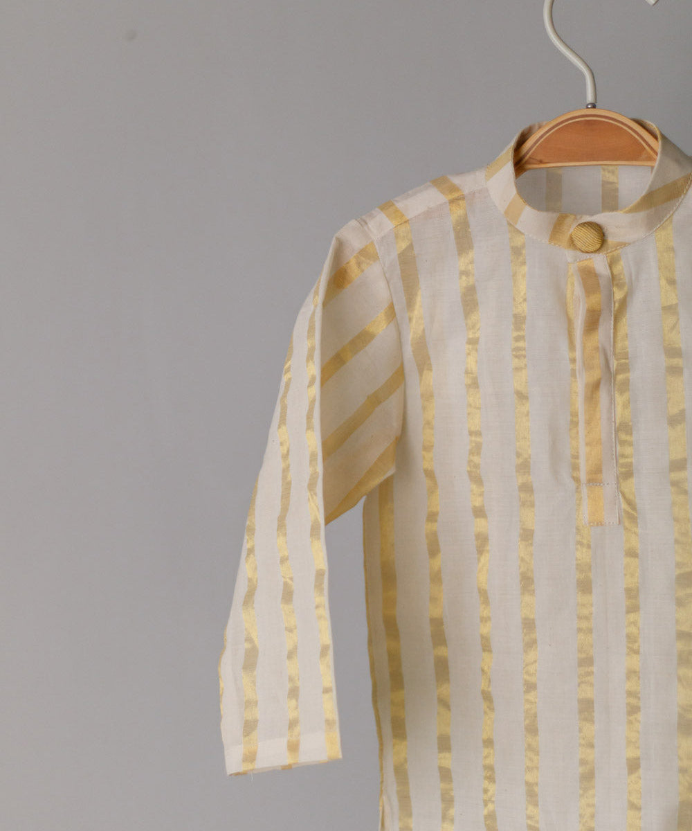 Sulekh cream handwoven cotton short kurta