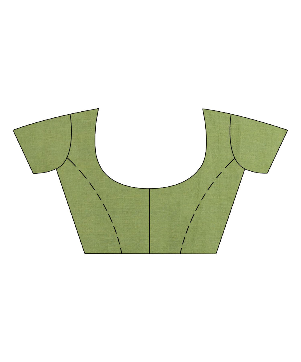 Sage green handloom cotton bengal saree