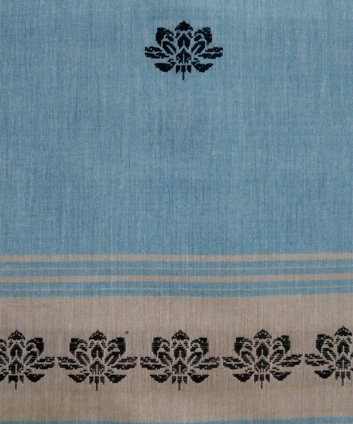 2.5 mtr sky blue white handwoven cotton bomkai kurta material
