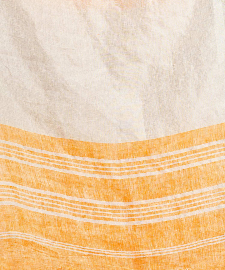 Orange handwoven bengal linen saree