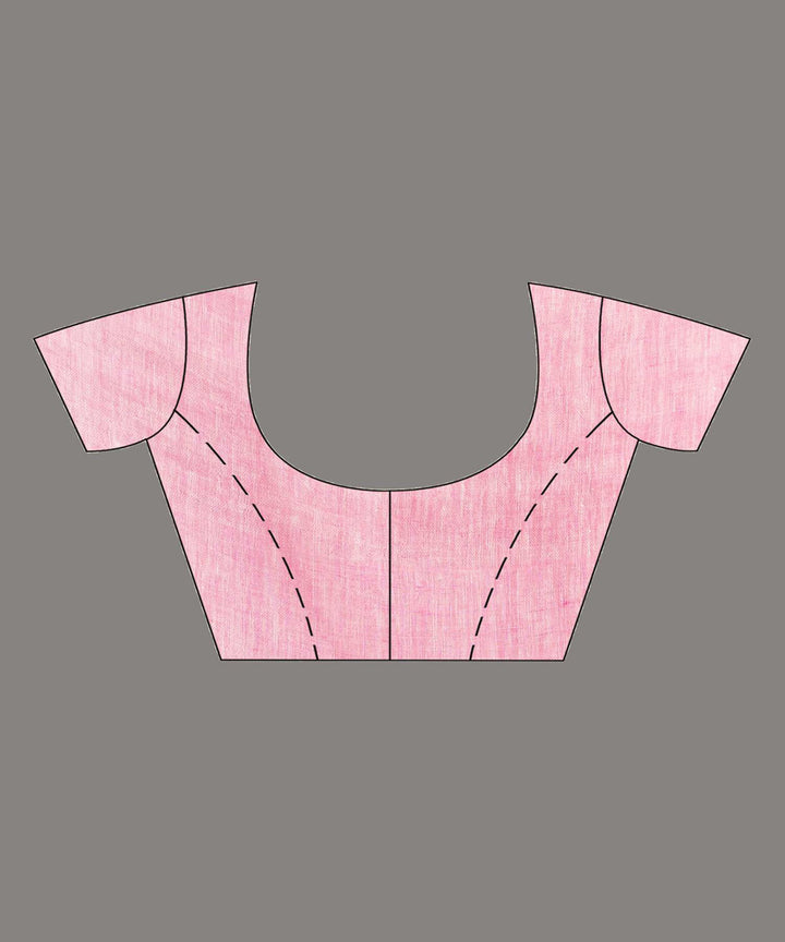 Pink handwoven bengal linen saree