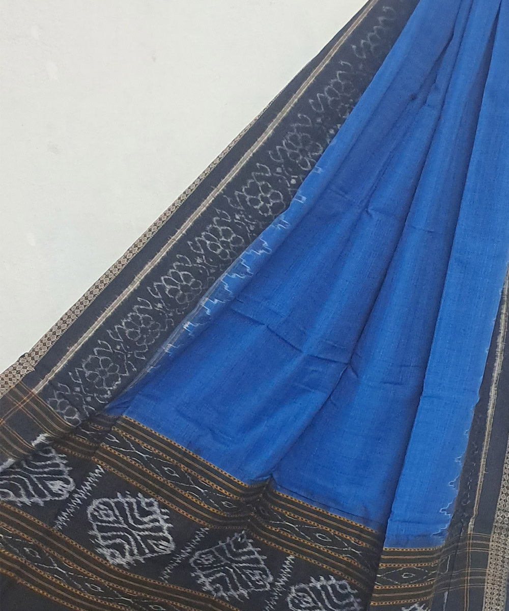 Indigo blue black handloom cotton plain sambalpuri dupatta