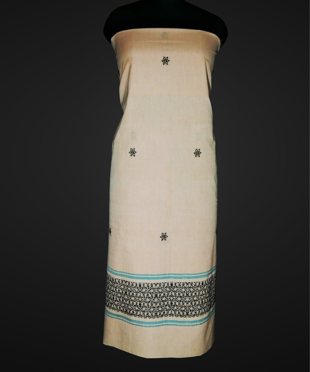 2.5 mtr cream black buti handwoven cotton bomkai kurta material
